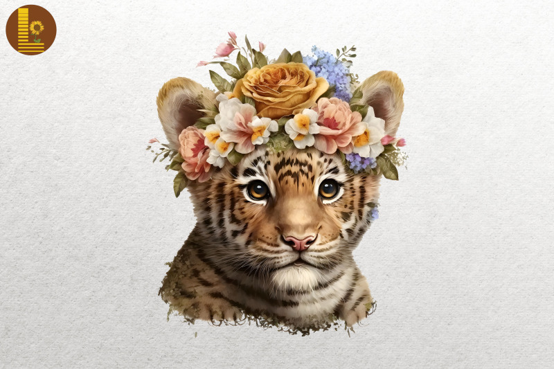 watercolor-tiger-and-flowers-2