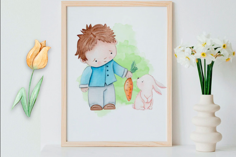cute-easter-watercolor-clipart-easter-kids-and-animals