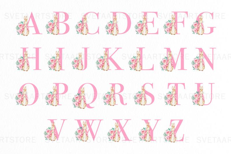 flopsy-bunny-pink-floral-alphabet-clipart