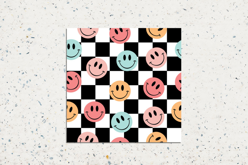 checkered-backdrop-with-smile-faces