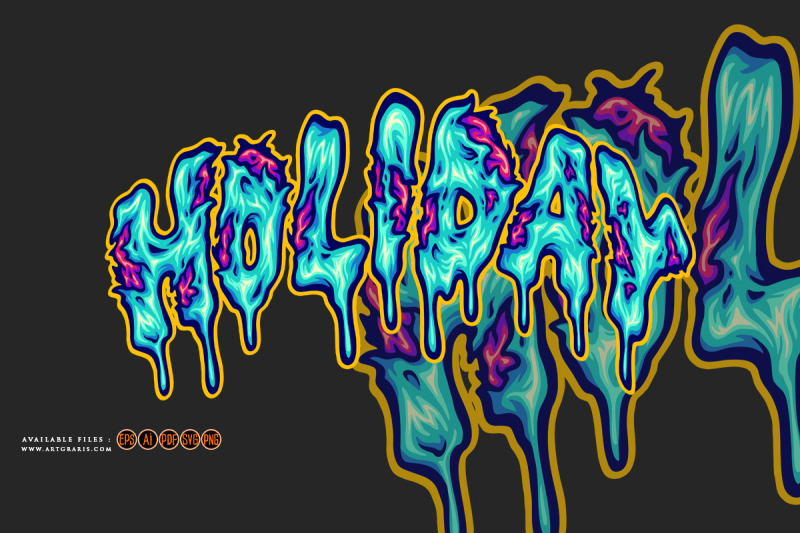 spooky-holiday-melting-font-lettering-word-illustrations