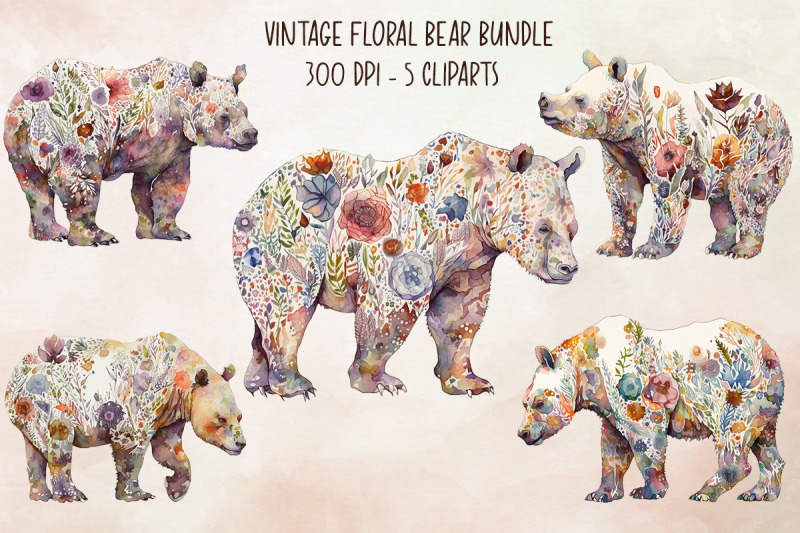 vintage-floral-bear-cliparts-bundle