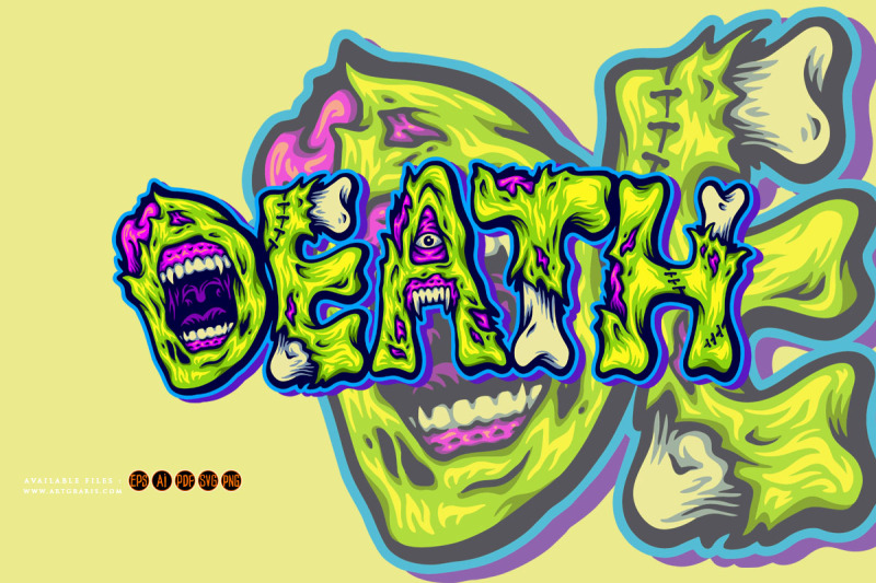 spooky-death-word-monster-bone-lettering-text-illustrations