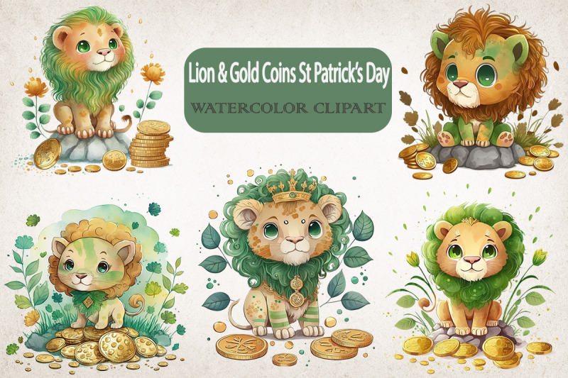 lion-amp-coins-st-patrick-039-s-day-clipart-bundle