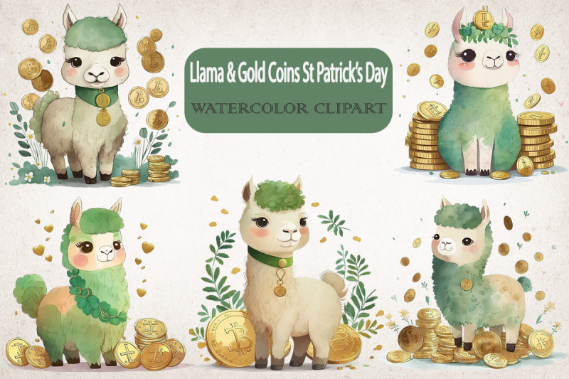 llama-amp-coins-st-patrick-039-s-day-clipart-bundle