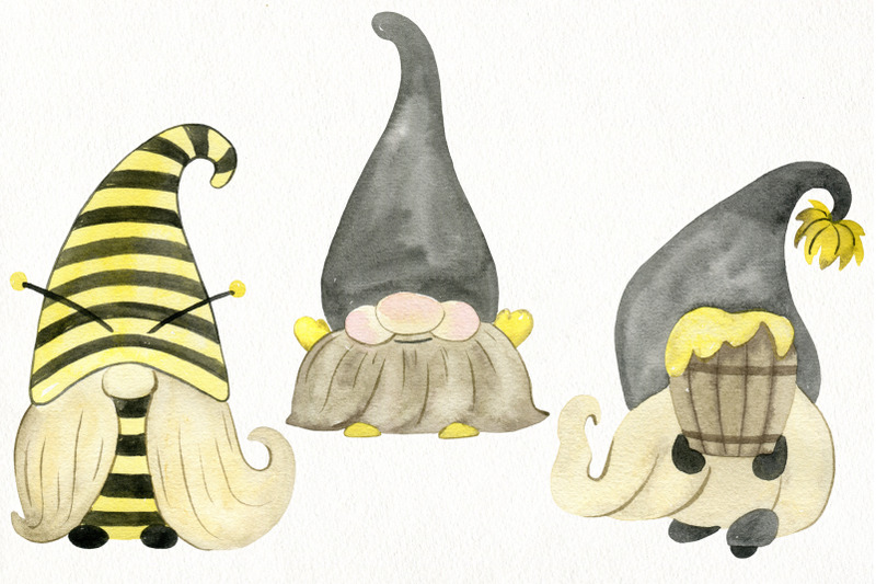 watercolor-gnomes-and-bees