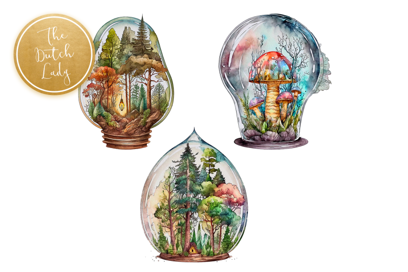 micro-worlds-in-glass-bulb-clipart-set
