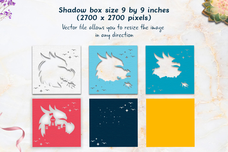 3d-papercut-dragon-head-with-castle-shadow-box-layered