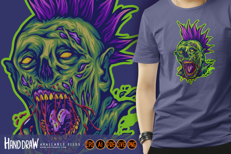 terror-monster-zombie-head-punk-style-illustration