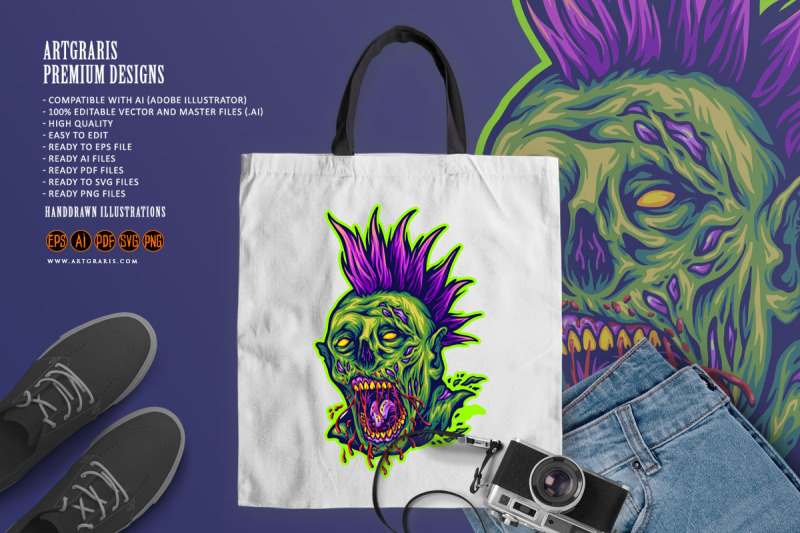 terror-monster-zombie-head-punk-style-illustration