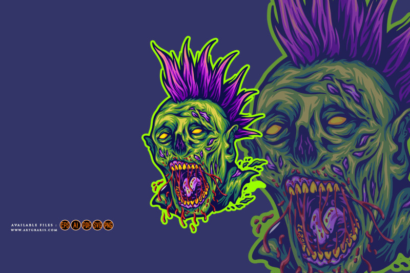 terror-monster-zombie-head-punk-style-illustration