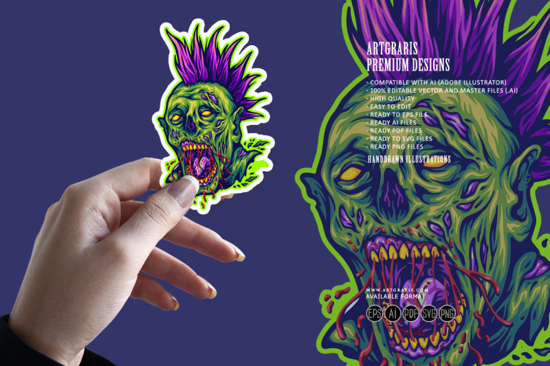 terror-monster-zombie-head-punk-style-illustration