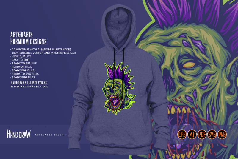 terror-monster-zombie-head-punk-style-illustration