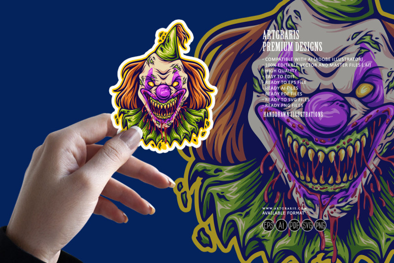 horror-circus-clown-head-cartoon-logo-illustration