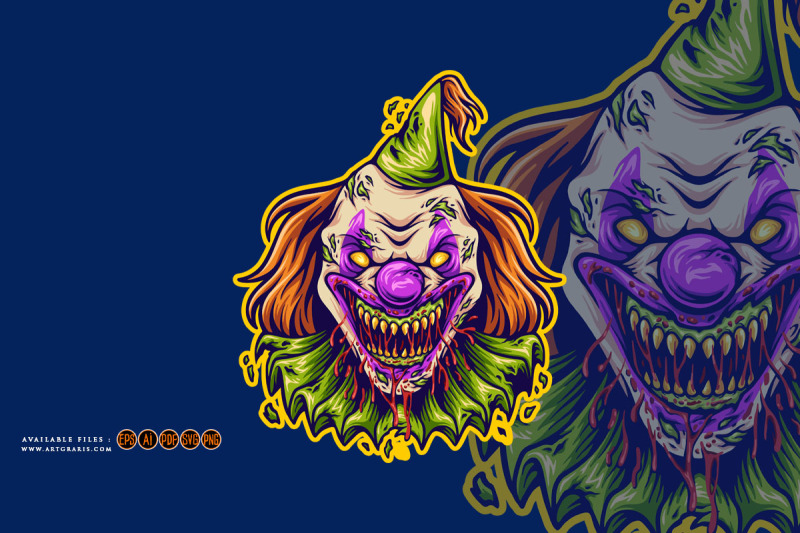 horror-circus-clown-head-cartoon-logo-illustration