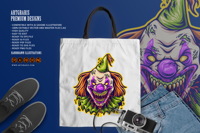 horror-circus-clown-head-cartoon-logo-illustration