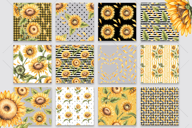 watercolor-sunflower-patterns-watercolor-patterns-png-jpg