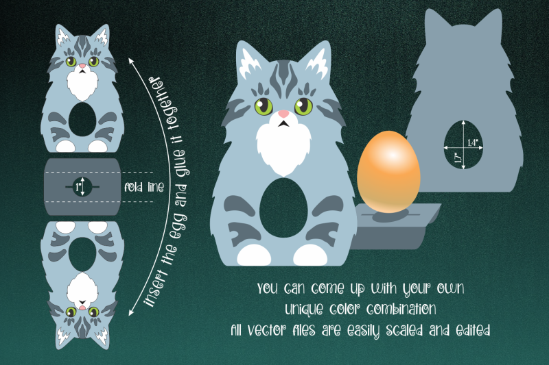 norwegian-forest-cat-easter-egg-holder-template