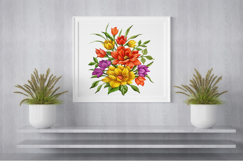 beautiful-watercolour-blogreen-red-bouquet-of-flowers-clipart-waterco