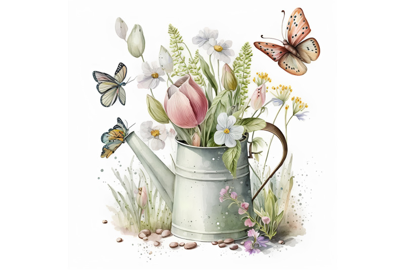 watercolor-floral-watering-can