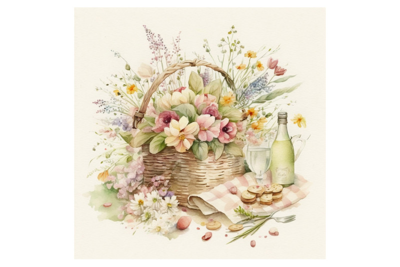 watercolor-picnic-basket