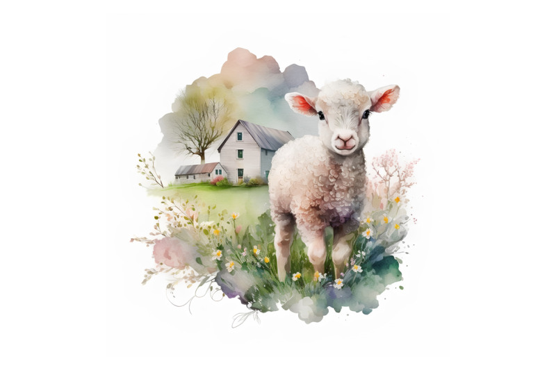 watercolor-spring-sheep