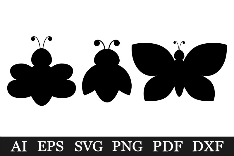 bee-silhouette-ladybug-silhouette-butterfly-silhouette