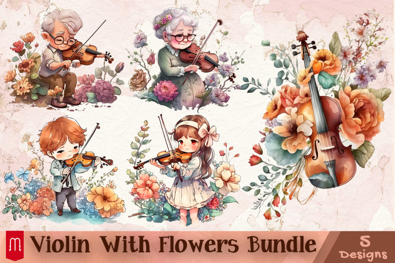 violin-with-flowers-designs-bundle