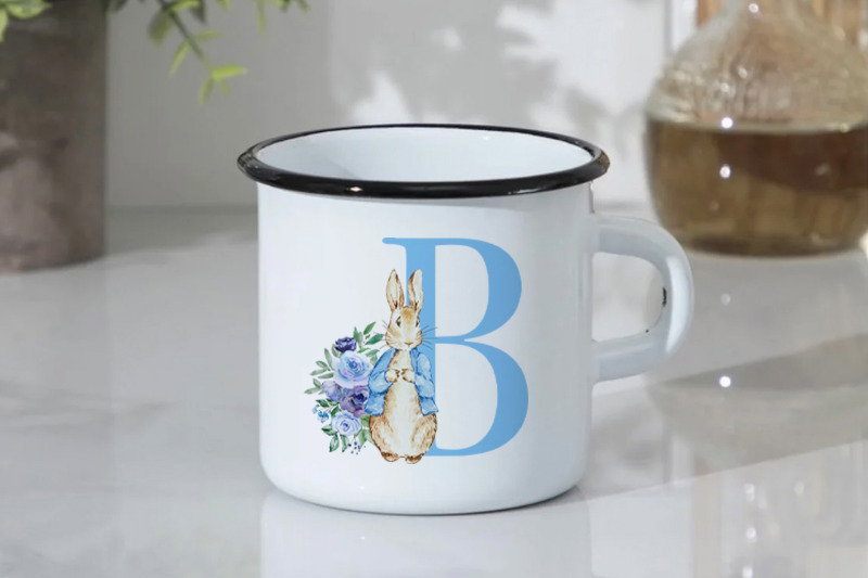 watercolor-rabbit-blue-floral-alphabet-clipart