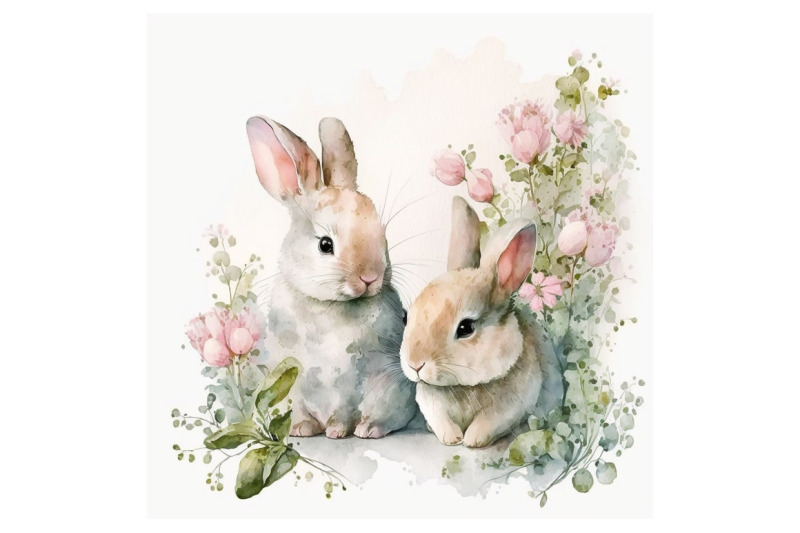 watercolor-twin-bunnies