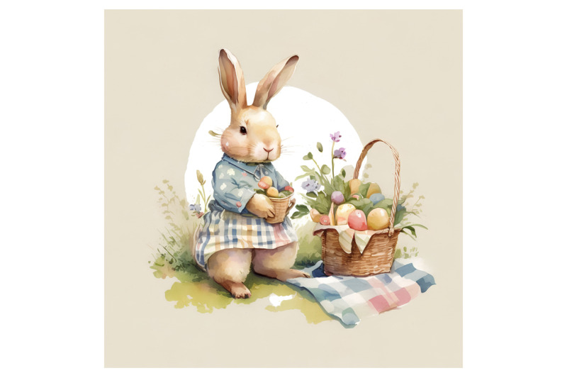 watercolor-bunny-with-baskets