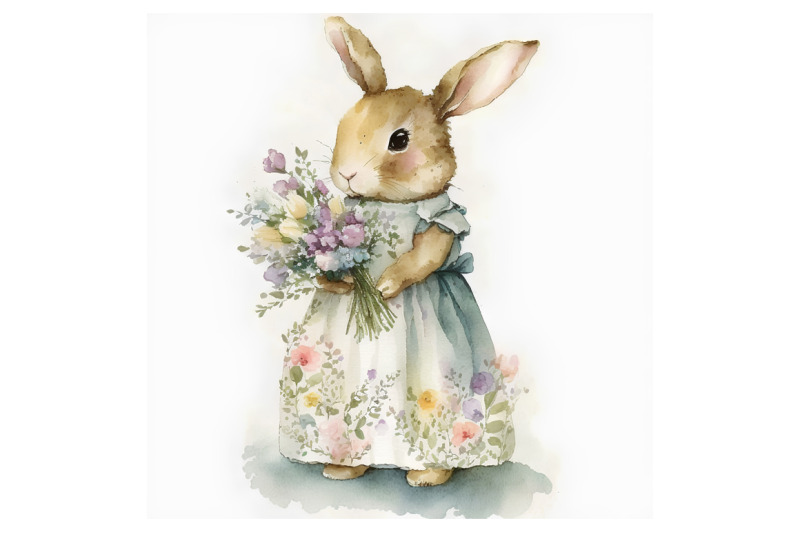 watercolor-floral-dress-bunny