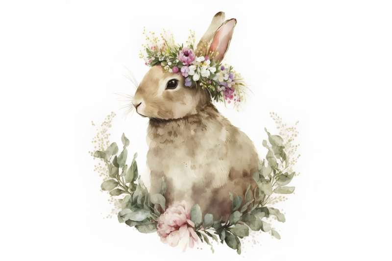 watercolor-floral-bunny