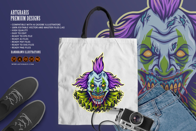 spooky-circus-clown-head-cartoon-logo-illustration