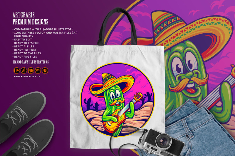 mexican-cactus-cinco-de-mayo-sombrero-guitar-illustrations