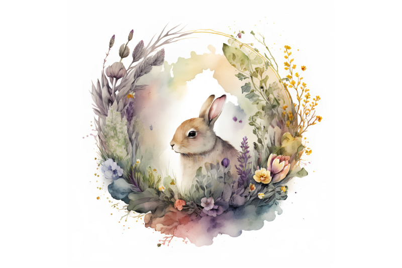 watercolor-floral-bunny-wreath