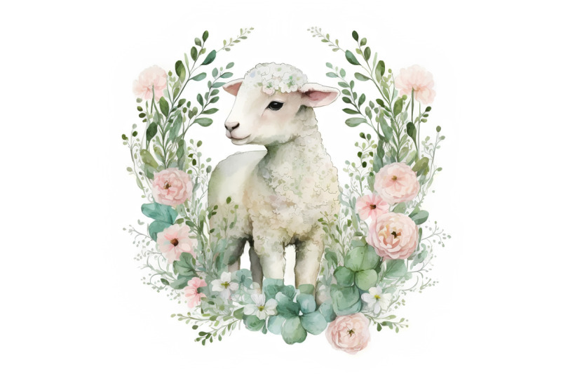 watercolor-sheep-wreath