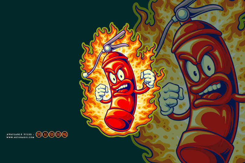 fire-extinguisher-flaming-spray-logo-cartoon-illustrations