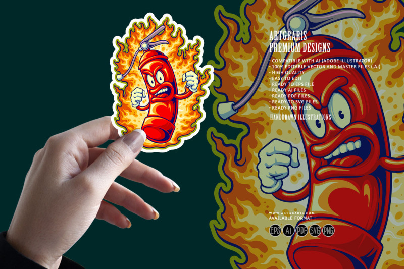 fire-extinguisher-flaming-spray-logo-cartoon-illustrations