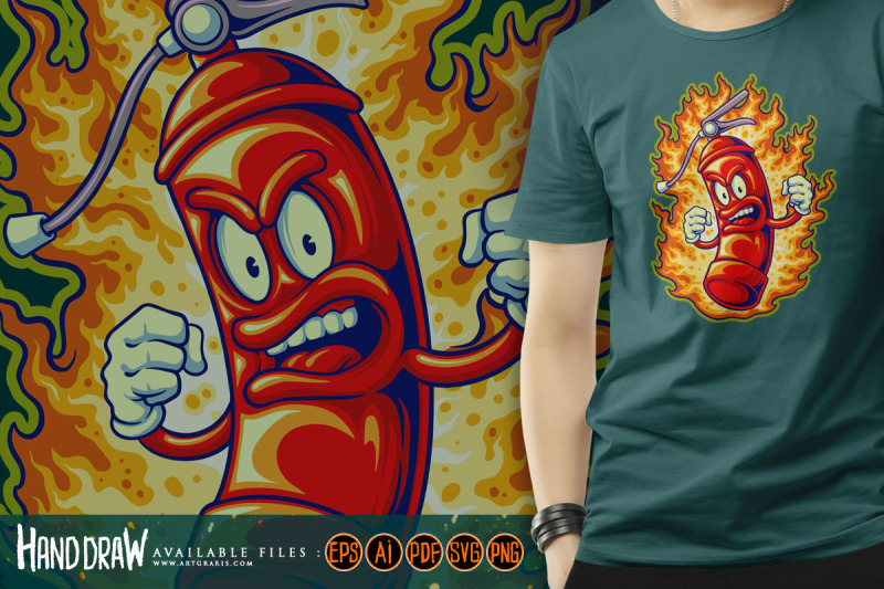 fire-extinguisher-flaming-spray-logo-cartoon-illustrations