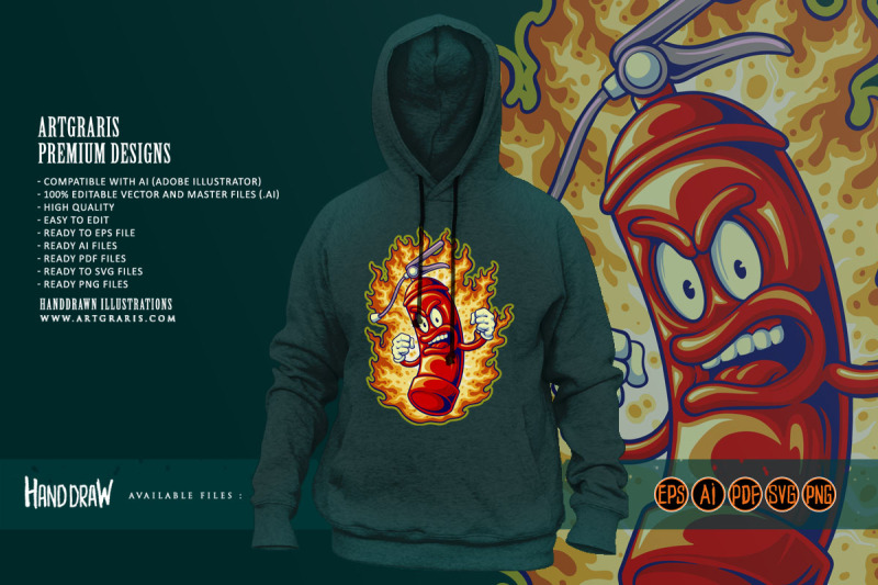 fire-extinguisher-flaming-spray-logo-cartoon-illustrations