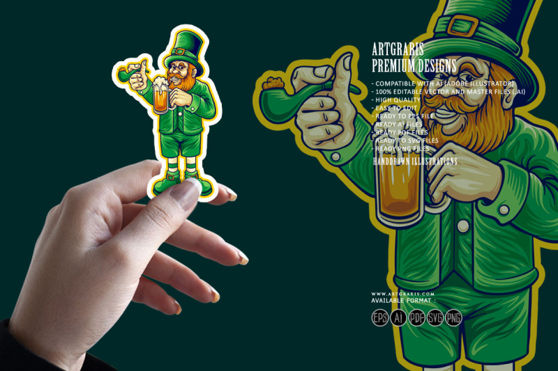 st-patrick-039-s-beer-day-leprechaun-cartoon-logo-illustrations