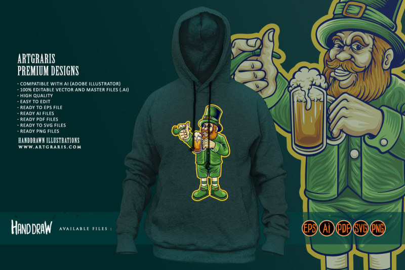 st-patrick-039-s-beer-day-leprechaun-cartoon-logo-illustrations