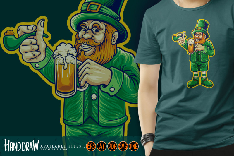 st-patrick-039-s-beer-day-leprechaun-cartoon-logo-illustrations