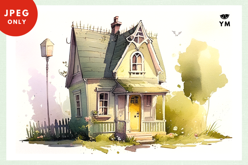 spring-watercolor-houses