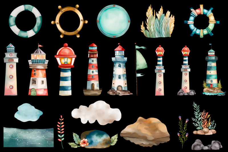 colorful-watercolor-lighthouses-set-kids-art