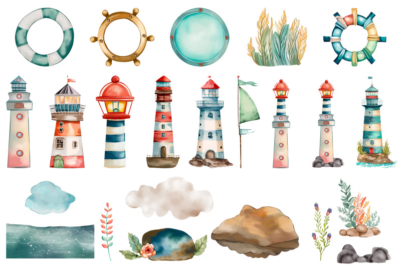 colorful-watercolor-lighthouses-set-kids-art