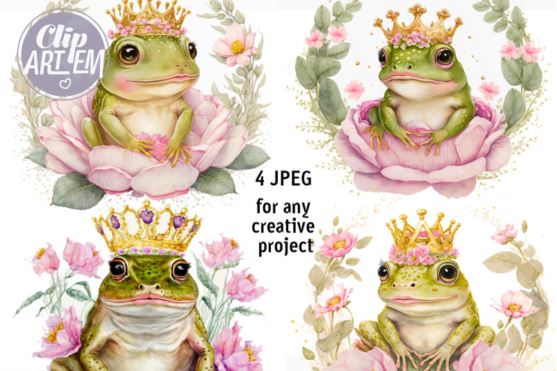 princess-frog-wall-art-images-4-jpeg-watercolor-floral-bundle