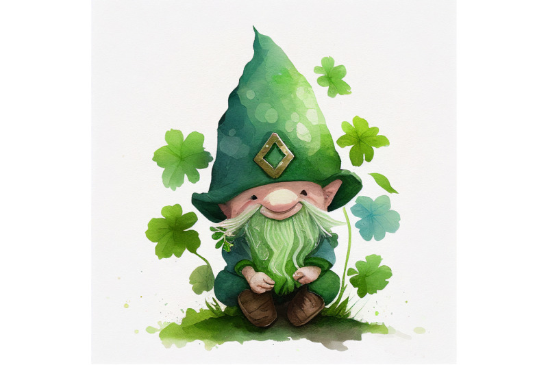 watercolor-clover-gnome