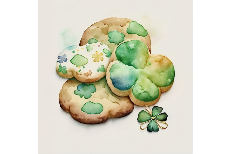 watercolor-clover-cookies